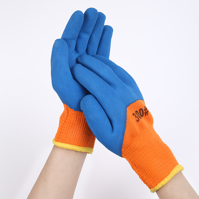 Wholesale nylon coated gloves from the manufacturer, impregnated rubber for work on the ground, wear-resistant rubber labor protection, 13-needle breathable wear-resistant gloves details Picture