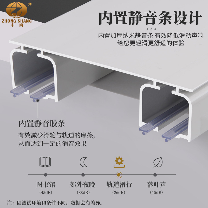 金属轨道窗帘轨道系统家用静音滑轨安装简便防尘轨道产品图