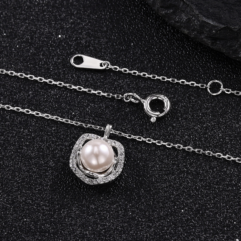 S925 All-silver Edison pearl pendant necklace, a versatile and high-end gift for women, simple and versatile, small and clear Specification image