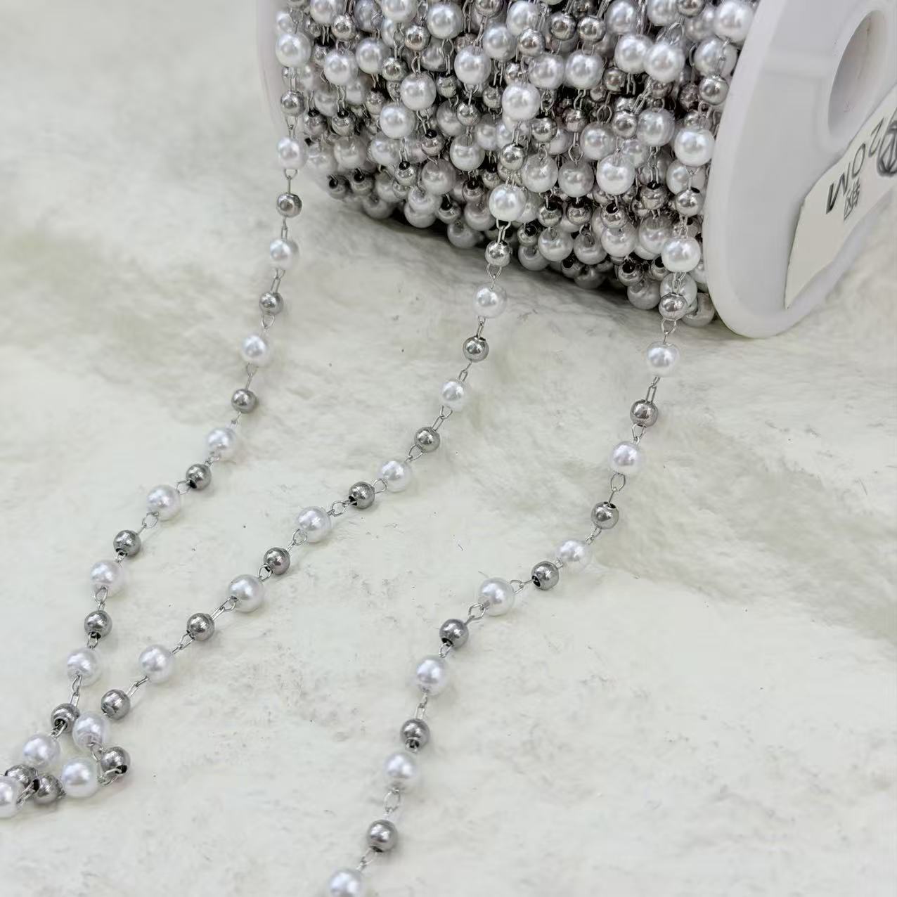 Cross border acero inoxidable plata imitación perla cadena hecho a mano DIY accesorios accesorios collar pulsera material semiacabado Cross border acero inoxidable plata imitación perla cadena hecho a mano DIY accesorios accesorios collar pulsera material semiacabado