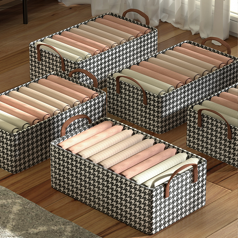The thousand-bird grid storage box, steel frame thickened folding clothes organization box, uncovered wardrobe drawer storage basket, is a storage wonder Application Scenario