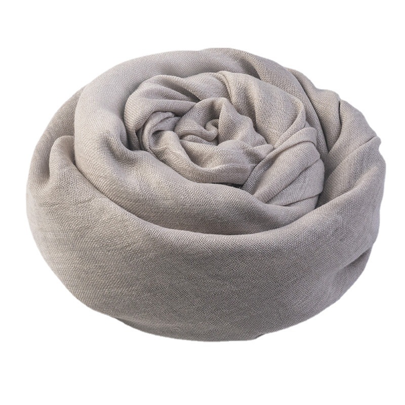 One-piece cotton and linen solid-color scarves, women's summer sun protection medium and long scarves, Japanese and Korean artistic beach long scarves, travel scarves, large shawls, wholesale from street stalls Item Picture