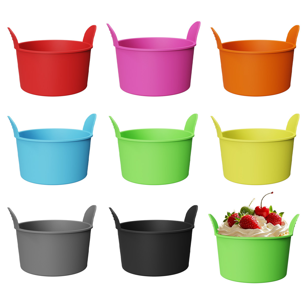 Silicone egg steaming cup, reusable cake cup, Amazon cross-border silicone cake baking mold Specification drawing