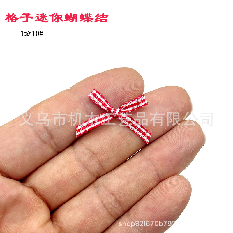 3mm checkered 10# bow clothing, shoes, hats, gift box, children's clothes, decorative ribbon bow, handmade Specification image