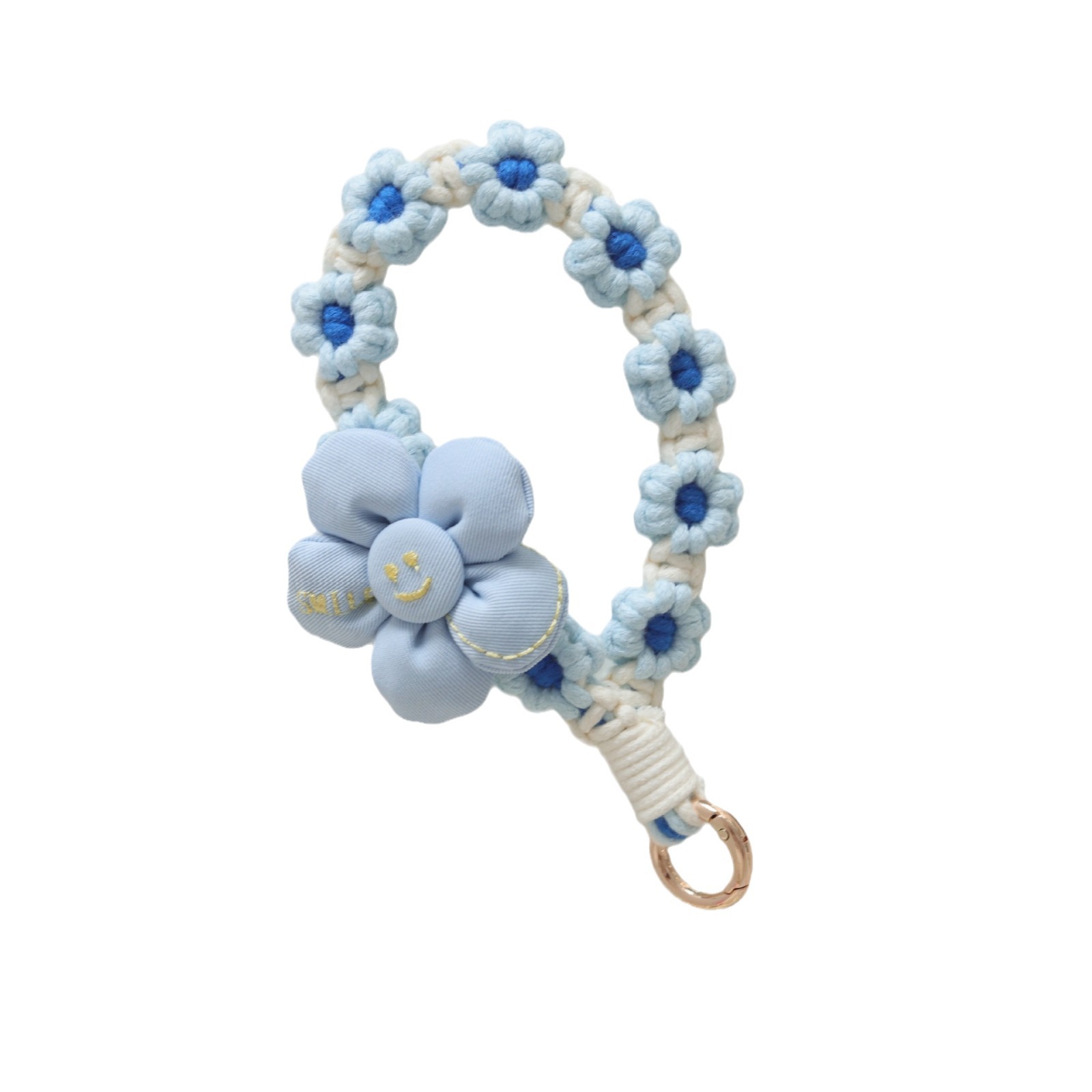 Cute handcrafted flower keychains from Japan and South Korea, mobile phone pendants, three-dimensional flower wrist lanyards, handmade gifts for women Item Picture