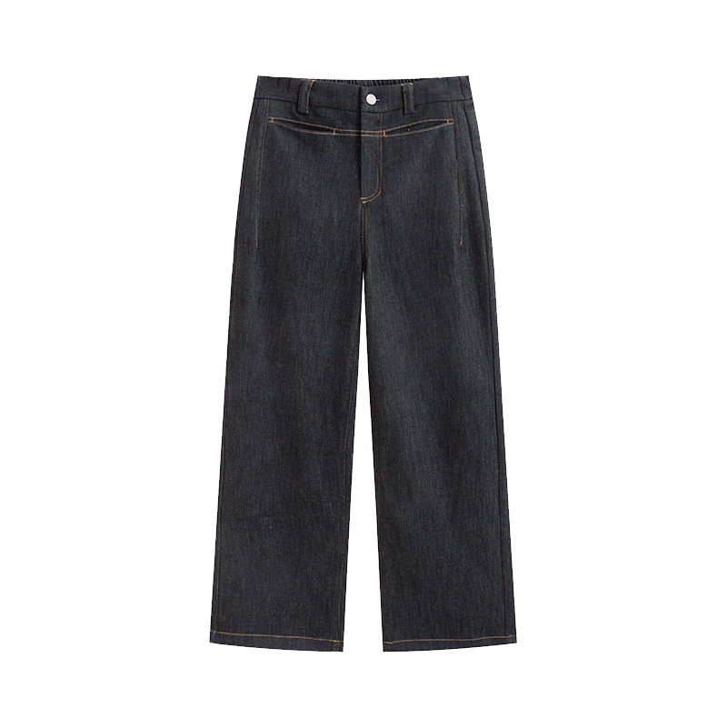 Plaque-sized women's elastic straight-leg pants, versatile casual pants for women 2025 autumn, loose wide-leg jeans for chubby girls NK1323 Item Picture