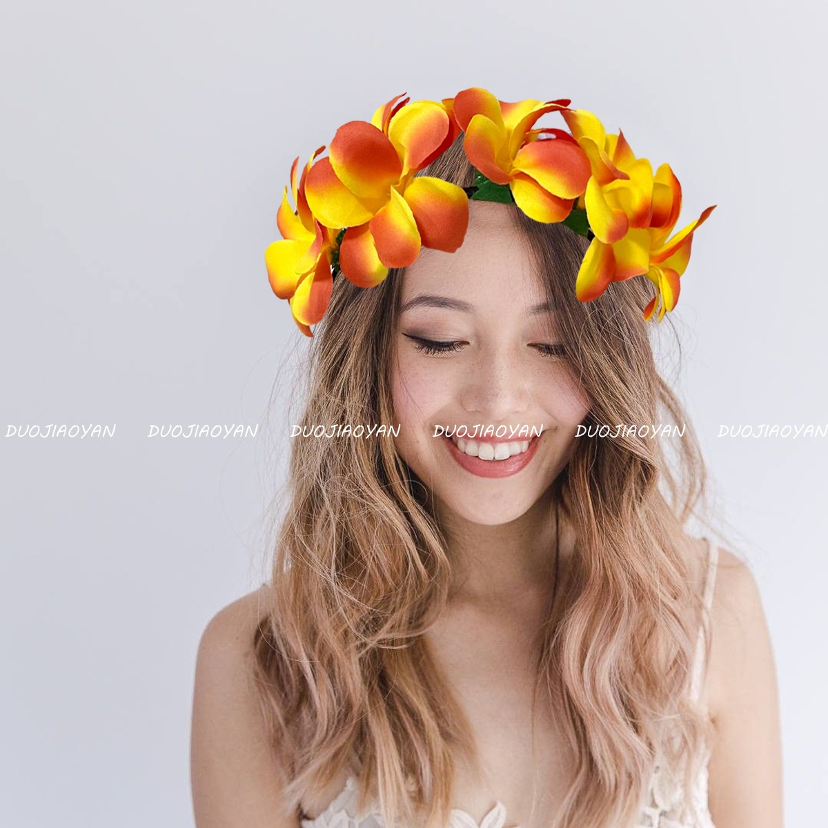 New cross-border frellia headband with realistic fabric, bright and colorful flower headwear, three-dimensional headband with colorful petals, in stock for women Specification drawing