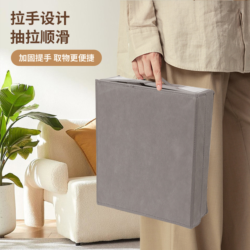 Cross-Border Non-Woven Fabric Bed Sheet Storage Box With Lid, Home Wardrobe, Clothing Organization And Storage Box, Viewing Window Storage Box Application Scenario