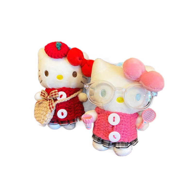 hellokitty小挂件毛绒公仔钥匙扣挂饰正版Kitty可爱娃衣包包挂件白底实物图