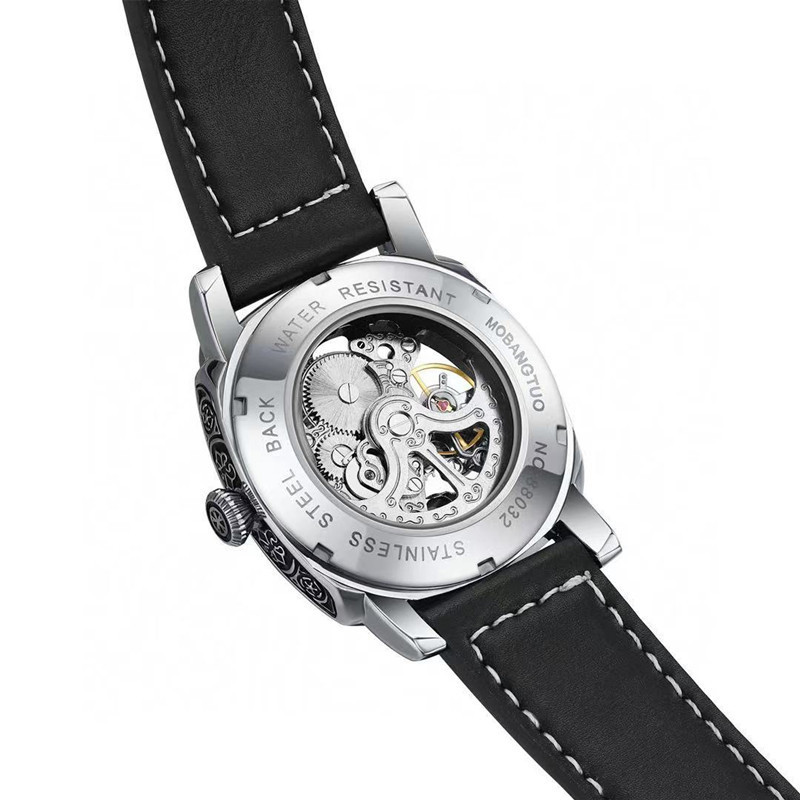 Foreign trade manufacturer's men's mechanical skeleton, trendy men's fully automatic mechanical watch, luminous, niche carved wristwatch Specification image