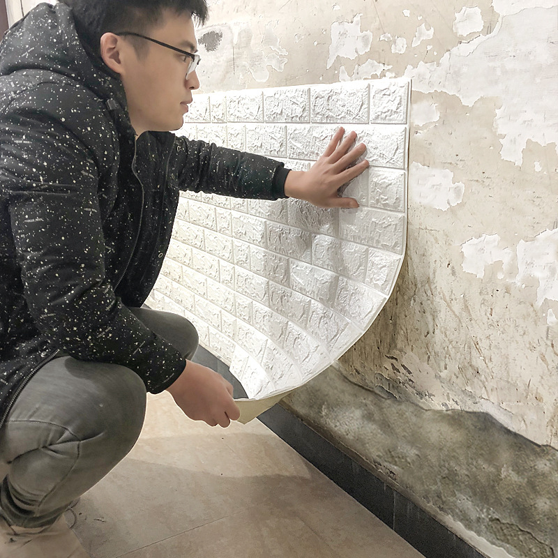 厂家直销3d立体墙贴自粘防水防撞小尺寸砖纹wallpaper墙纸跨境产品图