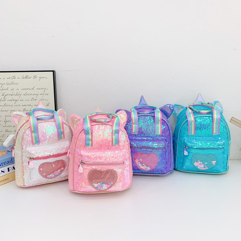 Unicorn Large-capacity sequined children's bag, Cute girls' kindergarten schoolbag, Little Girls' Little Princess Colorful backpack