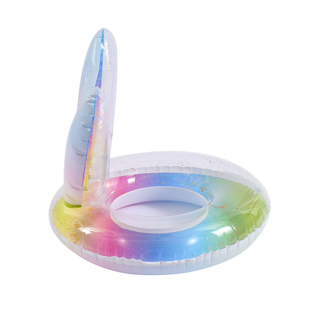 Bright pink ring mermaid tail adult swimming ring, ins style Internet celebrity gradient color swimming ring, semi-transparent life buoy wholesale Specification image