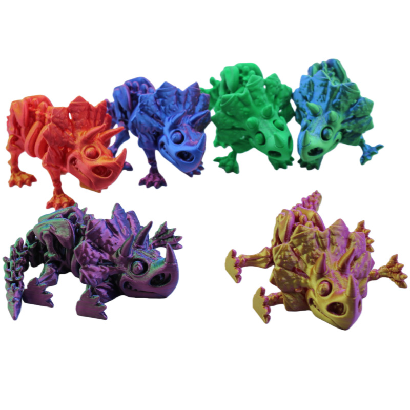 3D printed Triceratops joint movable dinosaur skeleton ornaments, toys, figurines, gifts, models, cross-border handicrafts Item Picture