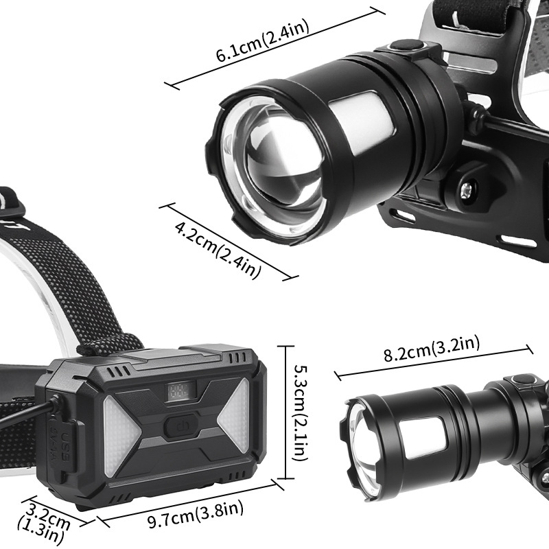 Cross-border new product: 30W white laser digital battery level display, adjustable TYPE-C charging zoom, strong bald light Specification image