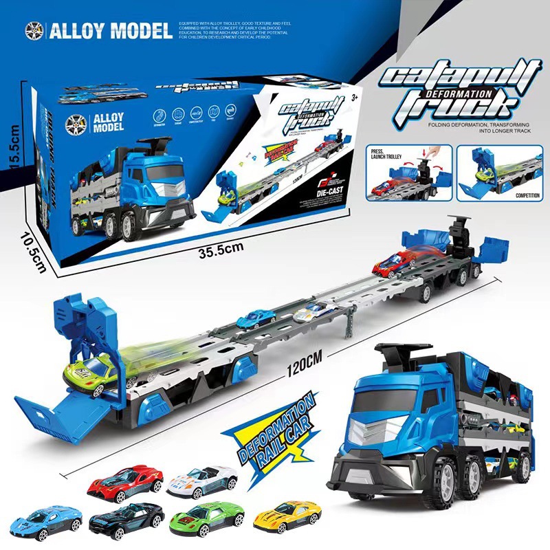 Cross-border children's toys Amazon electric Music catapult track car Boy sliding set car Specification image