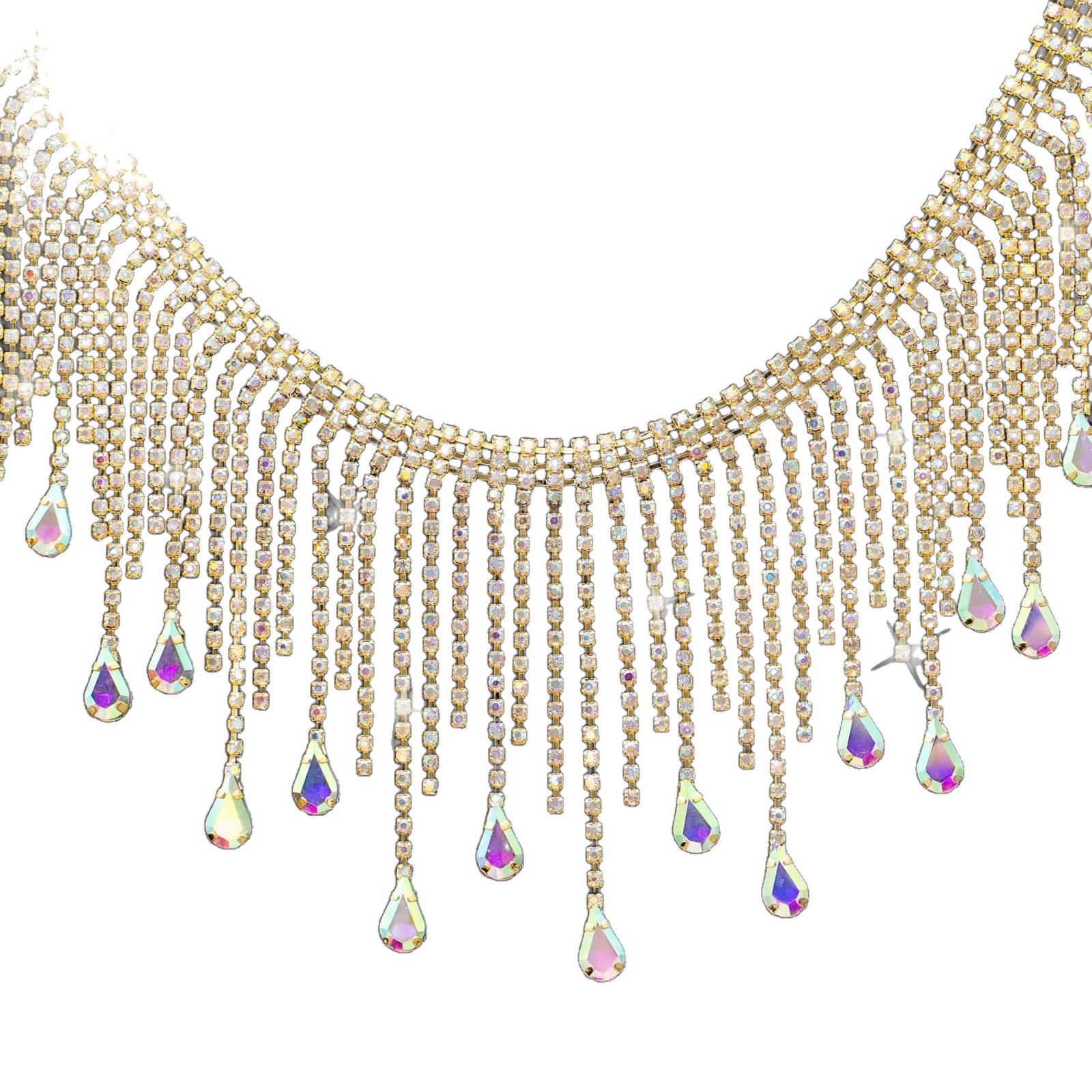 项链/珍珠/天然石项链/珍珠链条女款拼接气质/珍珠项链白底实物图