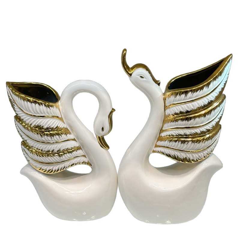Simple and modern swan ceramic craft ornaments for home TV, wine cabinet, entrance, living room and foyer decoration Item Picture