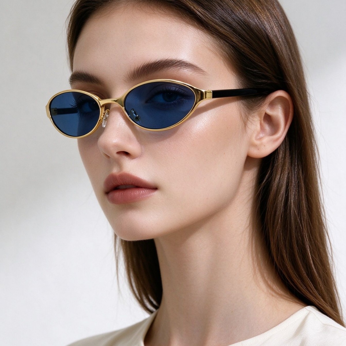 2026 New retro oval sunglasses for men and women, fashionable and trendy golden thin-framed sunglasses, UV-resistant glasses