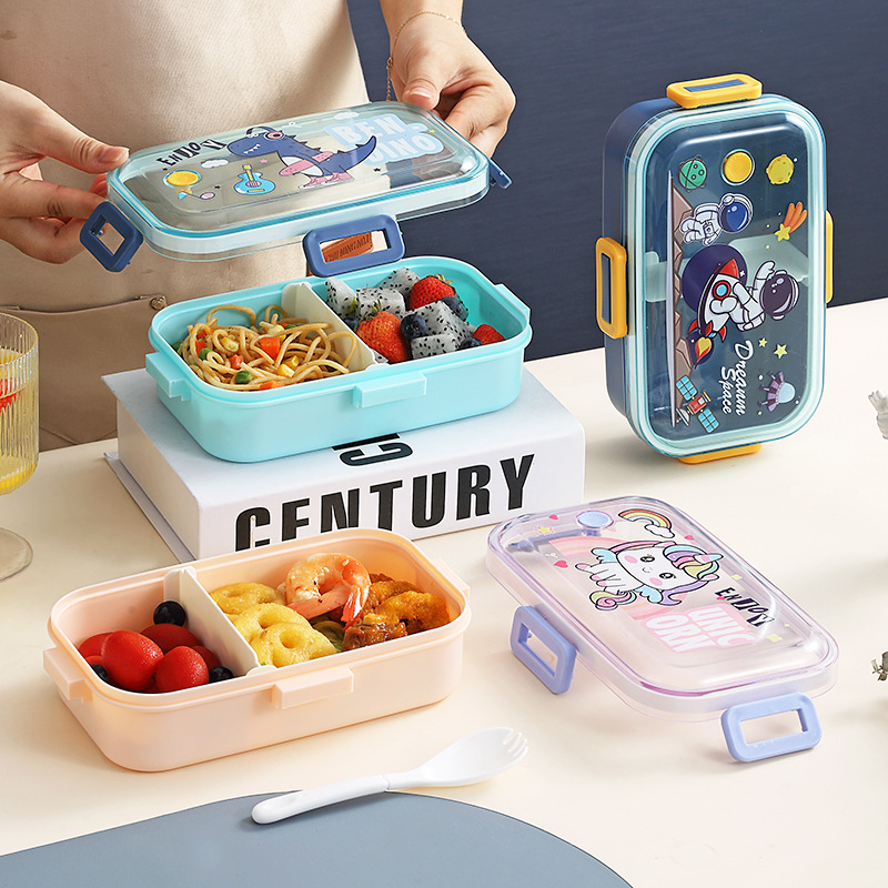 Plastic compartment-sealed lunch boxes, children and students with spoons and forks, office workers' lunch boxes, microwave-safe cross-border preservation boxes Application Scenario