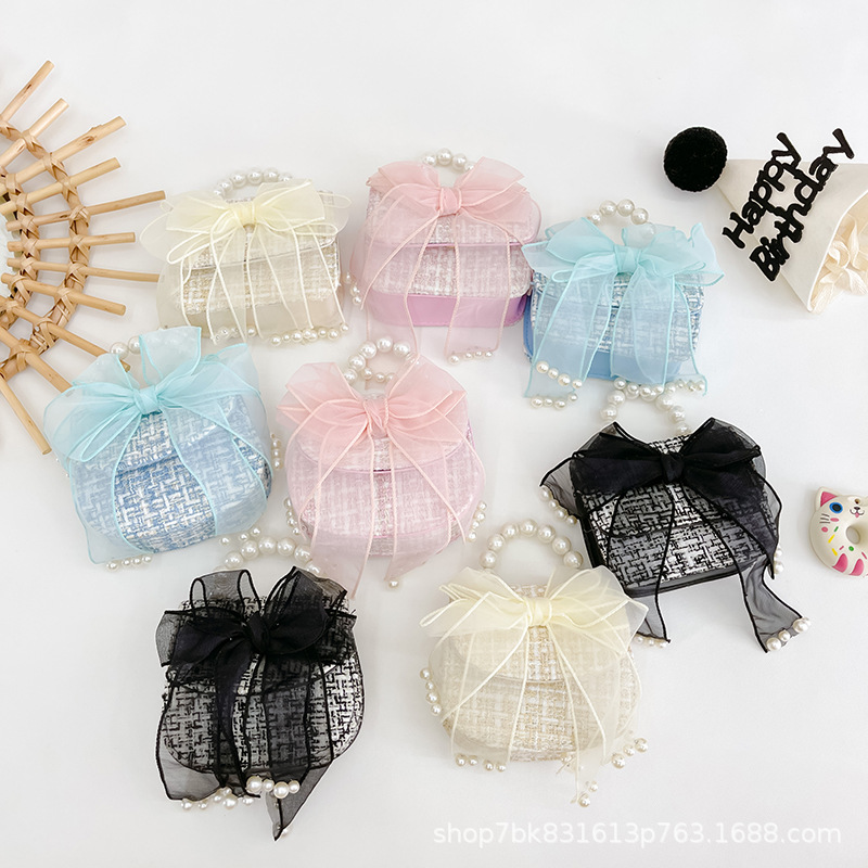 Fashionable and stylish bow single-shoulder crossbody handbag, cute baby coin purse, versatile mini girl's small bag
