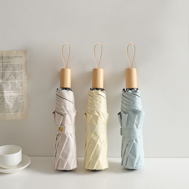 In-stock three-fold plain sun umbrella, 8-bone sun protection and UV-blocking sun umbrella, women's advertising gift, folding umbrella Specification image