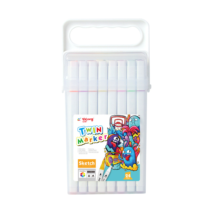 Yalong Cross-border is selling 24-color art marks, double-pointed marks, fabric marks, paintings and student art supplies