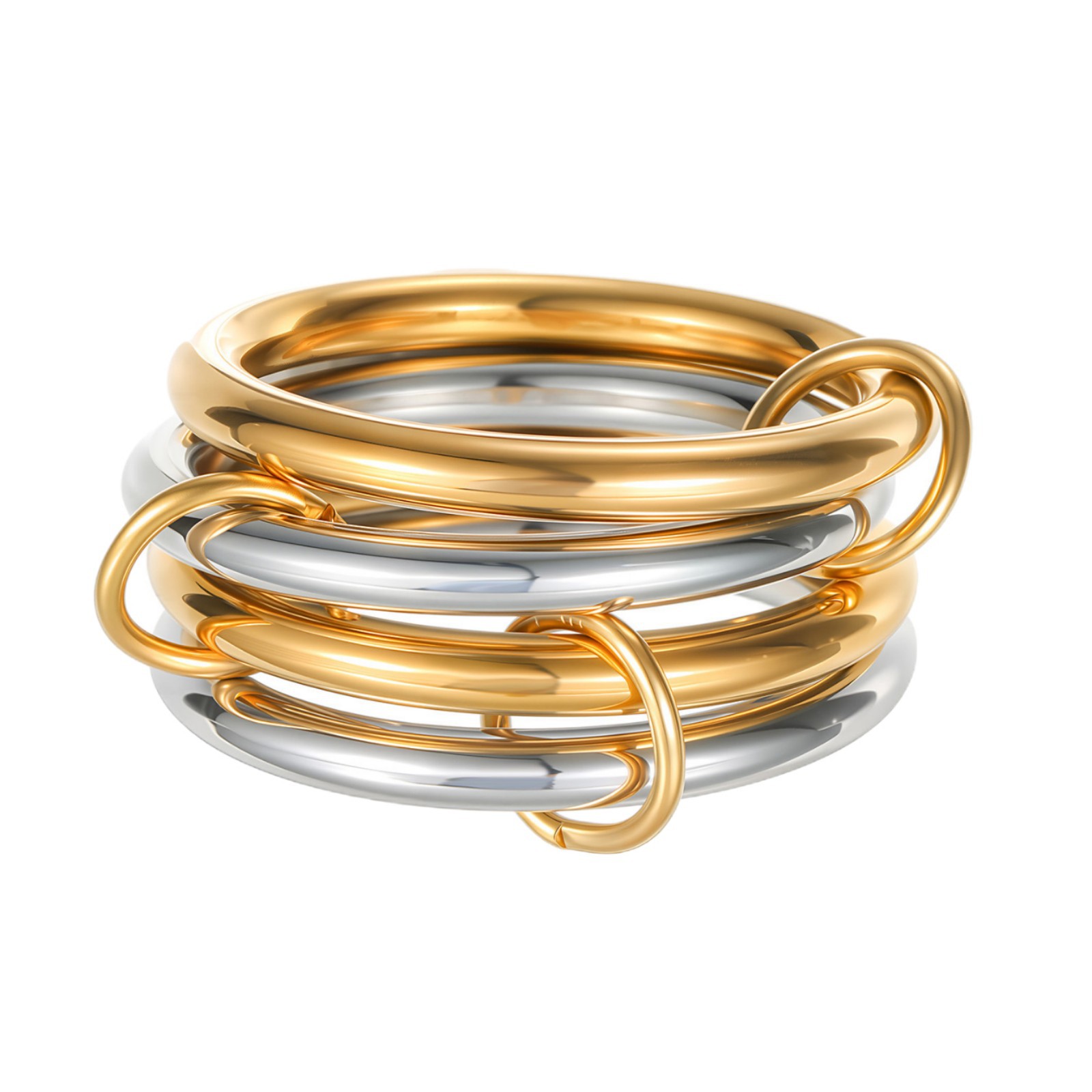 Cross-border European and American four-layer multi-ring jewelry for women, made of titanium steel and plated with 18K gold, with a unique and elegant high-end feel Item Picture