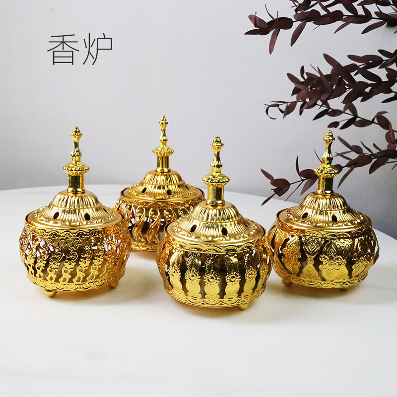 New factory direct sales Middle Eastern-style metal ironwork small incense burner, tower incense, desktop engraved aroma diffuser burner