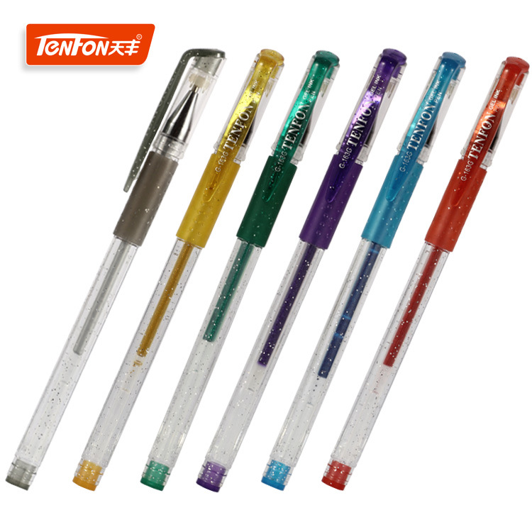 Six-color 1.0MM gel pen, multi-color glitter gel pen 163G set, socket gel pen wholesale