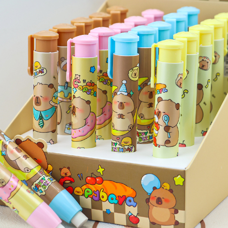 Cute Capibara press eraser, a creative pen-shaped eraser for primary and secondary school students and children Specification image