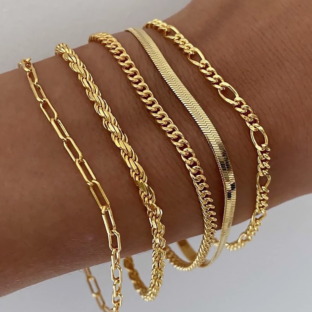 Factory direct sales of stainless steel gold-plated bracelets for women, fashionable and simple twist chains, European and American versatile jewelry wholesale details Picture