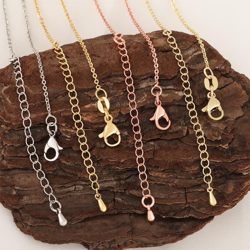 Honglu 18K gold O-shaped color-preserving tail chain extension chain lobster buckle water drop DIY necklace extension chain accessory Specification image