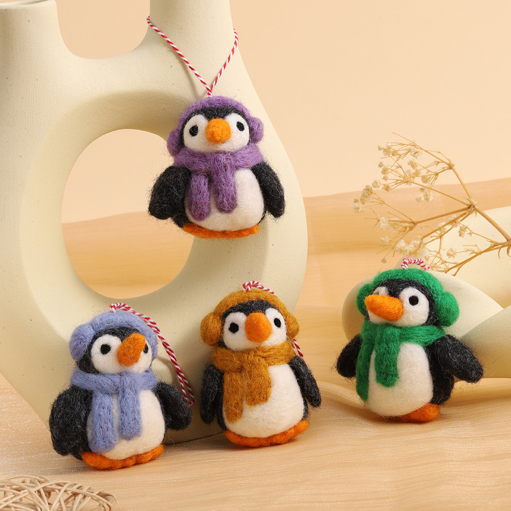 可爱手工羊毛毡挂件 趣味企鹅立体玩偶挂饰 小众包包挂饰小众挂件