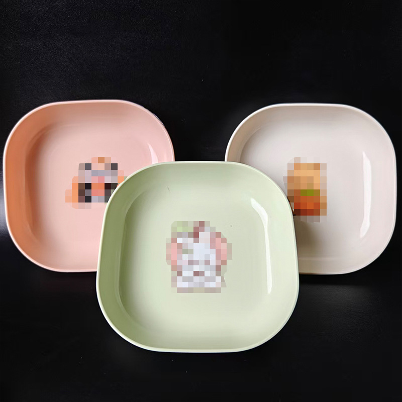 【3-7区】H11 方形卡通-吐骨蝶 600/箱	H11方形吐骨蝶盘子塑料家用水果盘子酒店饭店卡通碟子方盘子1元细节图