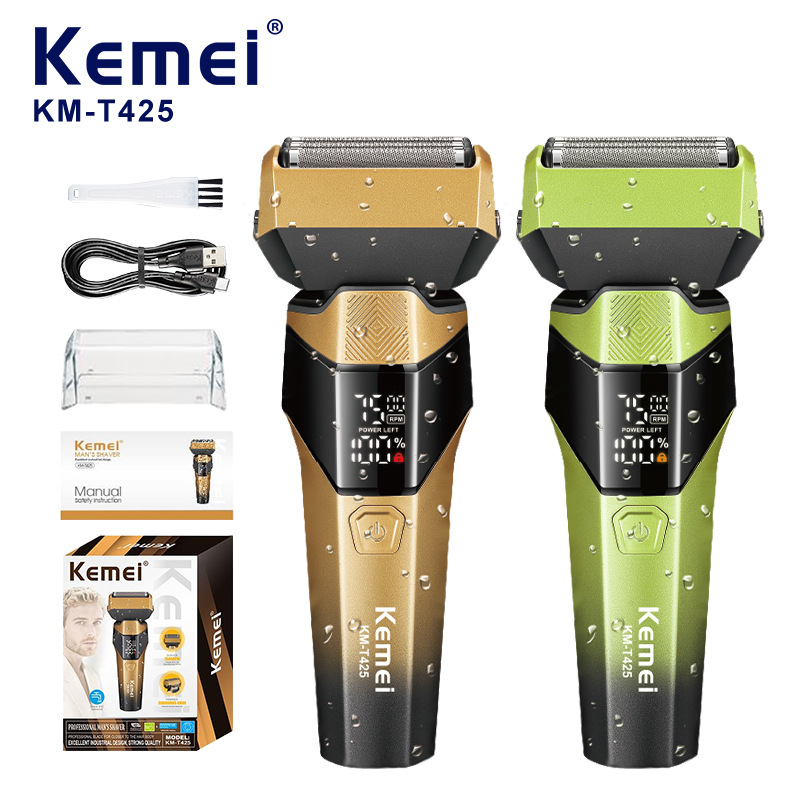 Kemei科美往复式剃须刀KM-T425全身水洗电动刮胡刀男士胡须修剪器