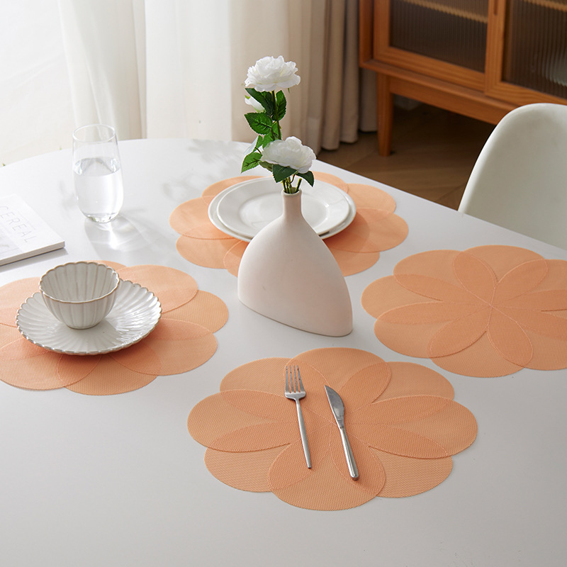 Petal Teslin sewing heat insulation pad, dining table mat, heat-resistant plate, scald bowl, cup mat, pot mat details Picture