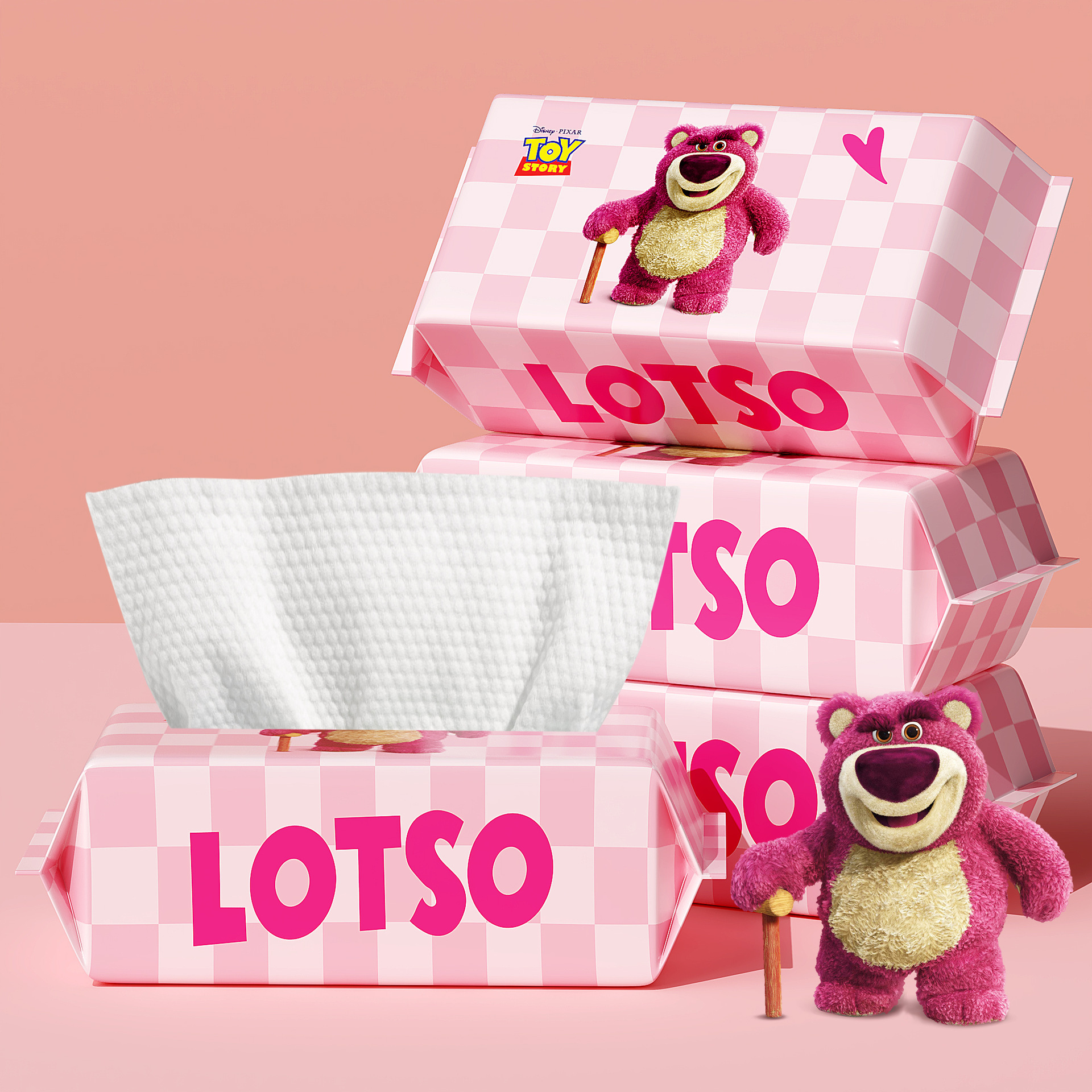 50抽*3包草莓熊洗脸巾抽取式大容量迪尼士一次性洁面巾加厚擦脸巾产品图