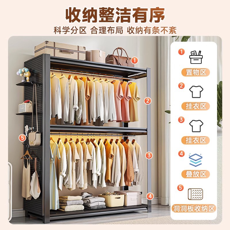 简易衣架家用货架衣柜租房衣帽架自由组装diy落地衣橱开放置物架产品图
