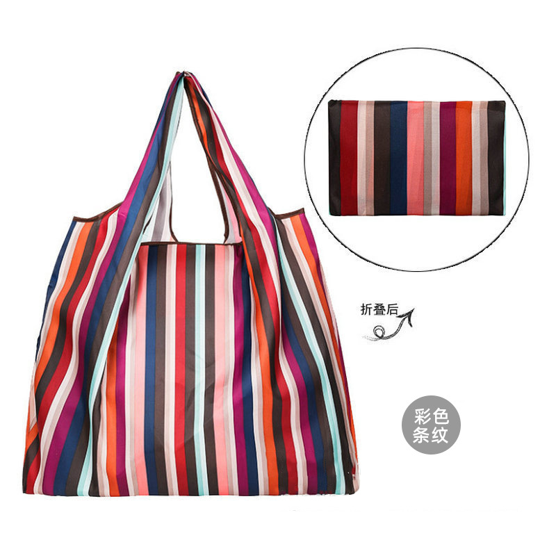 Wholesale of 2025 new folding shopping bags, flower-patterned portable polyester hand-held storage bags, large-capacity supermarket grocery bags Application Scenario