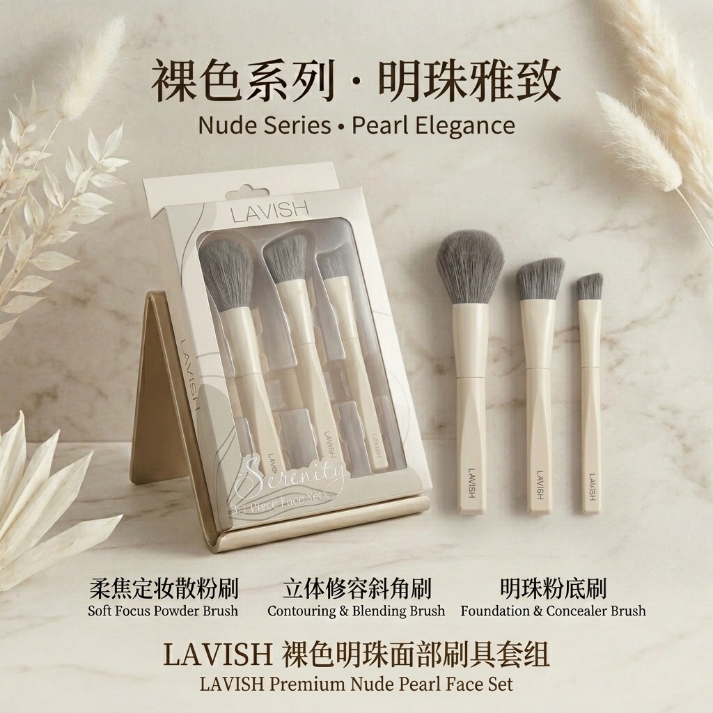 LOOTESI makeup Brush, loose Brush, Serene Series, elegant set, high-end facial brush, makeup brush, beauty and makeup tools Specification image