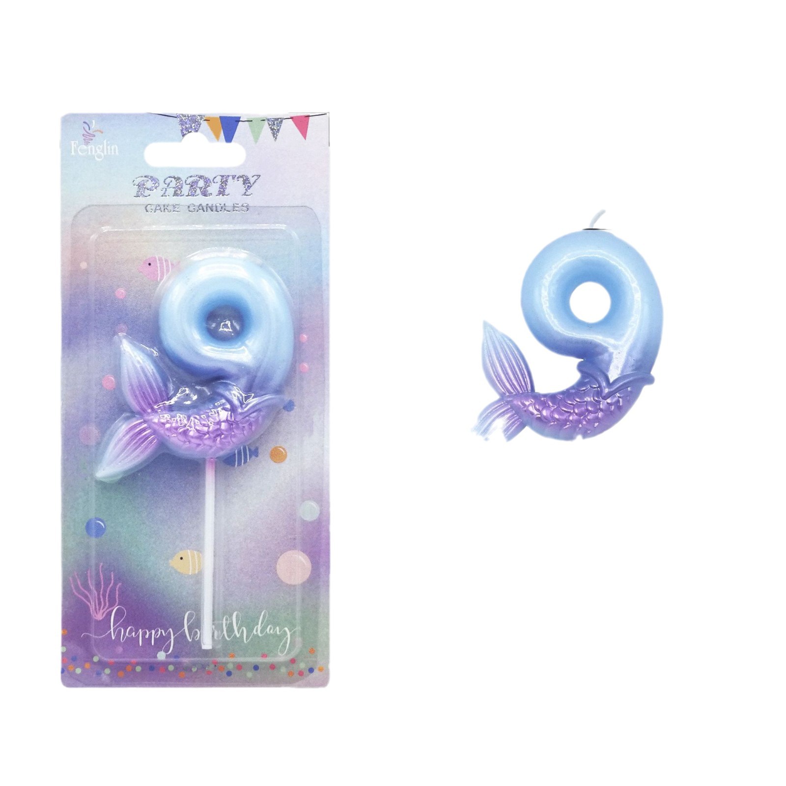 Cross-border bestseller mermaid digital candle pink and blue birthday outfit plugin Fishtail party decoration Item Picture