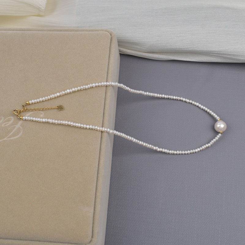 气质简约百搭天然单颗巴洛克珍珠项链路路通法式复古锁骨链choker