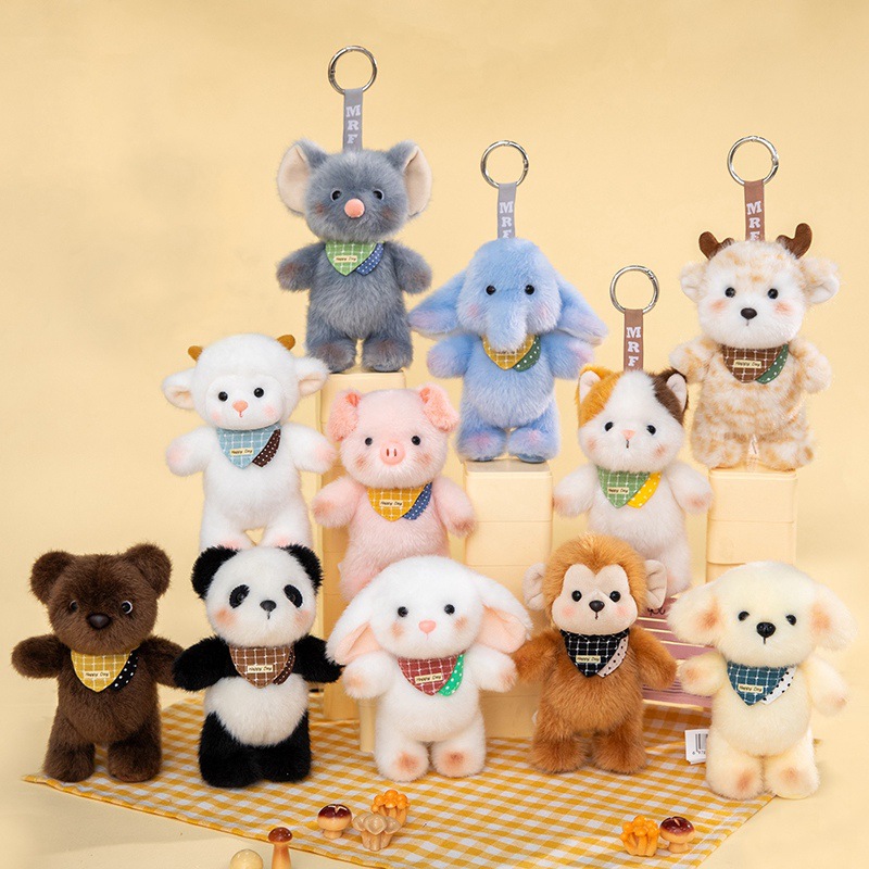 Cute little lamb cream puffs, plush animal pendants, rabbit dolls, keychains, cartoon doll bags, decorative gifts