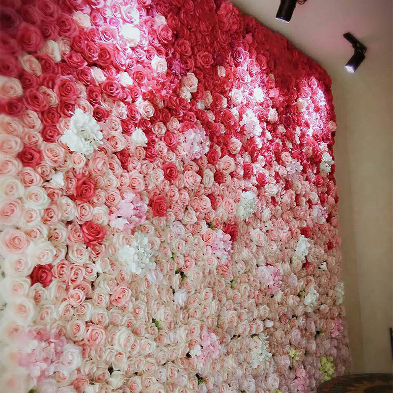 Wholesale of artificial artificial flower walls for wedding photo studio background walls and wedding interior decoration with artificial hydrangeas and silk flowers Specification image