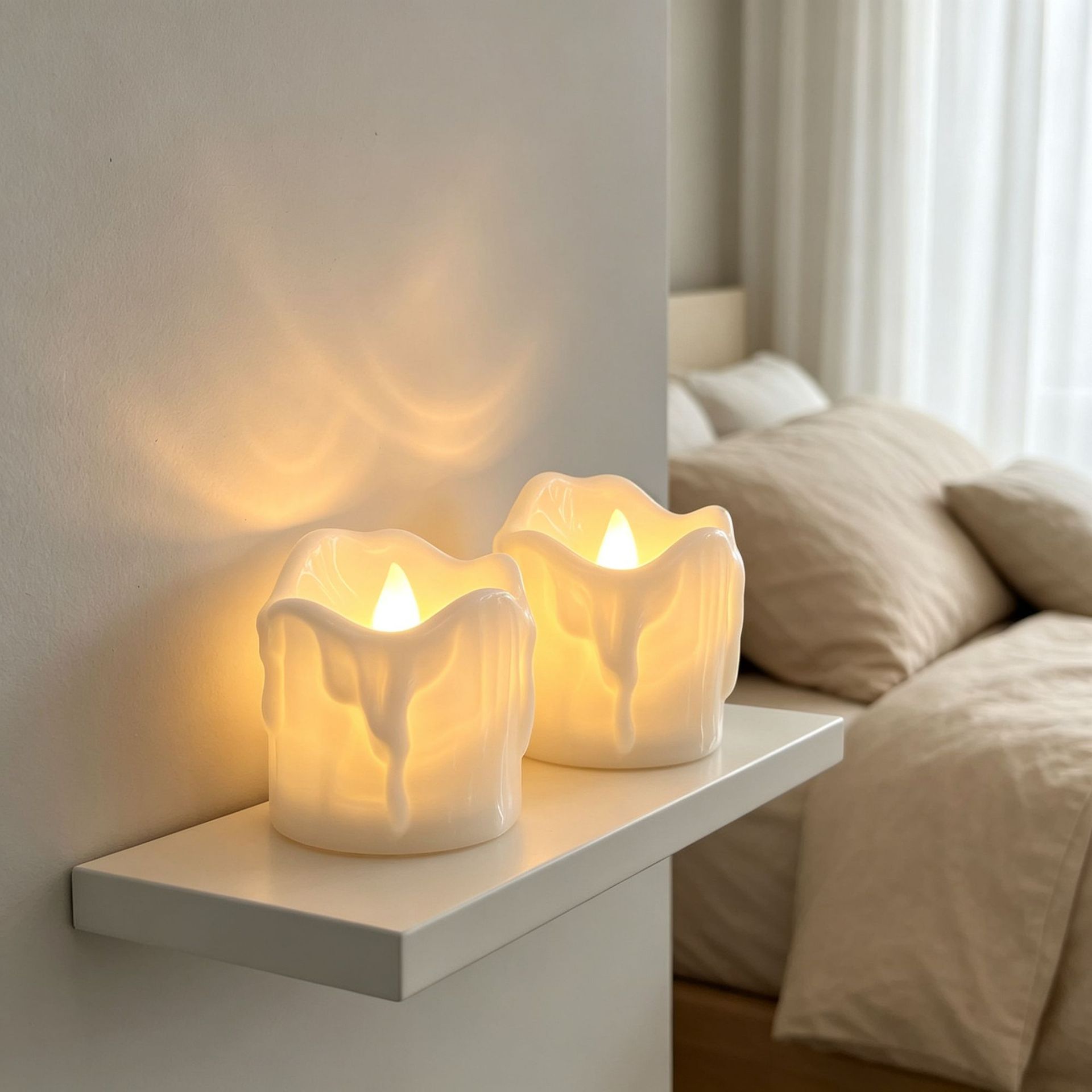 Atmosphere light, party white small tea wax light, LED simulation electronic candle, wedding and birthday set props, rechargeable Specification image