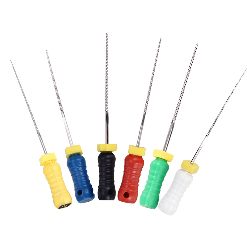Cross-border exclusive dental root canal files, 6-piece threaded root canal files, stainless steel root canal files, oral manual dental files details Picture