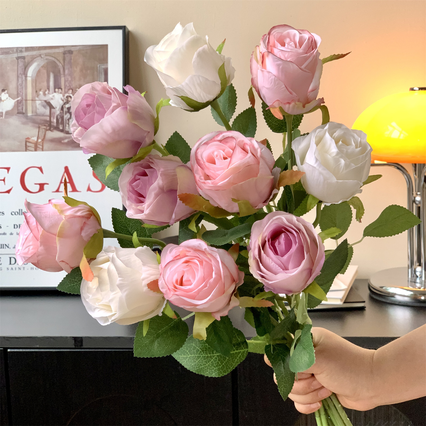高级感逼真保加利亚玫瑰花仿真花假花家居婚庆情人节装饰跨境批发