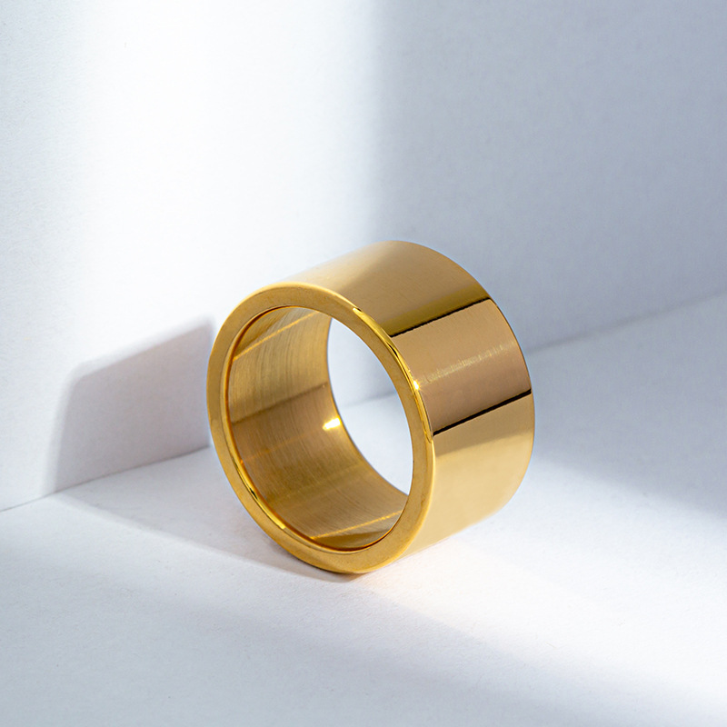 Amazon's best-selling accessories in Europe and America: 12mm wide men's smooth titanium steel ring, punk trendy men's ring jewelry wholesale Specification image