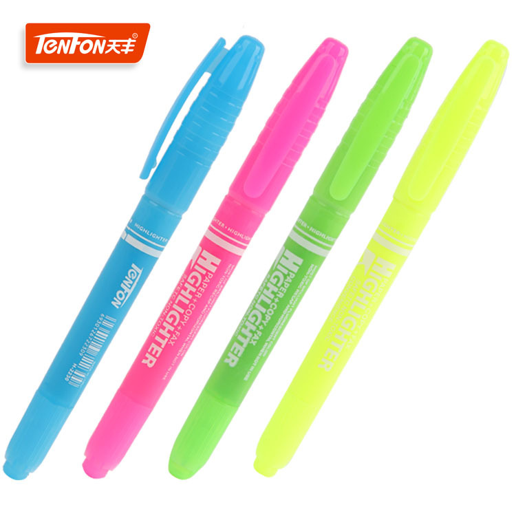 Tianfeng 2230 six-color highlighter for foreign trade, a plastic highlighter with two ends